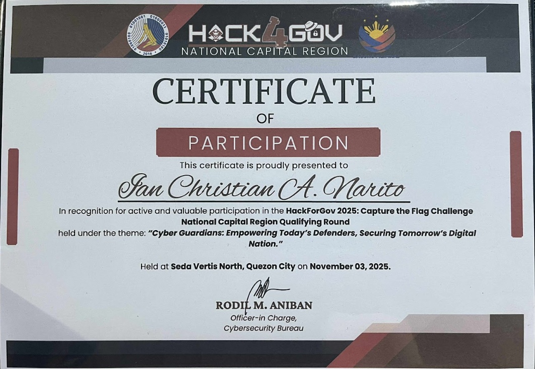 Hack4Gov Certificate